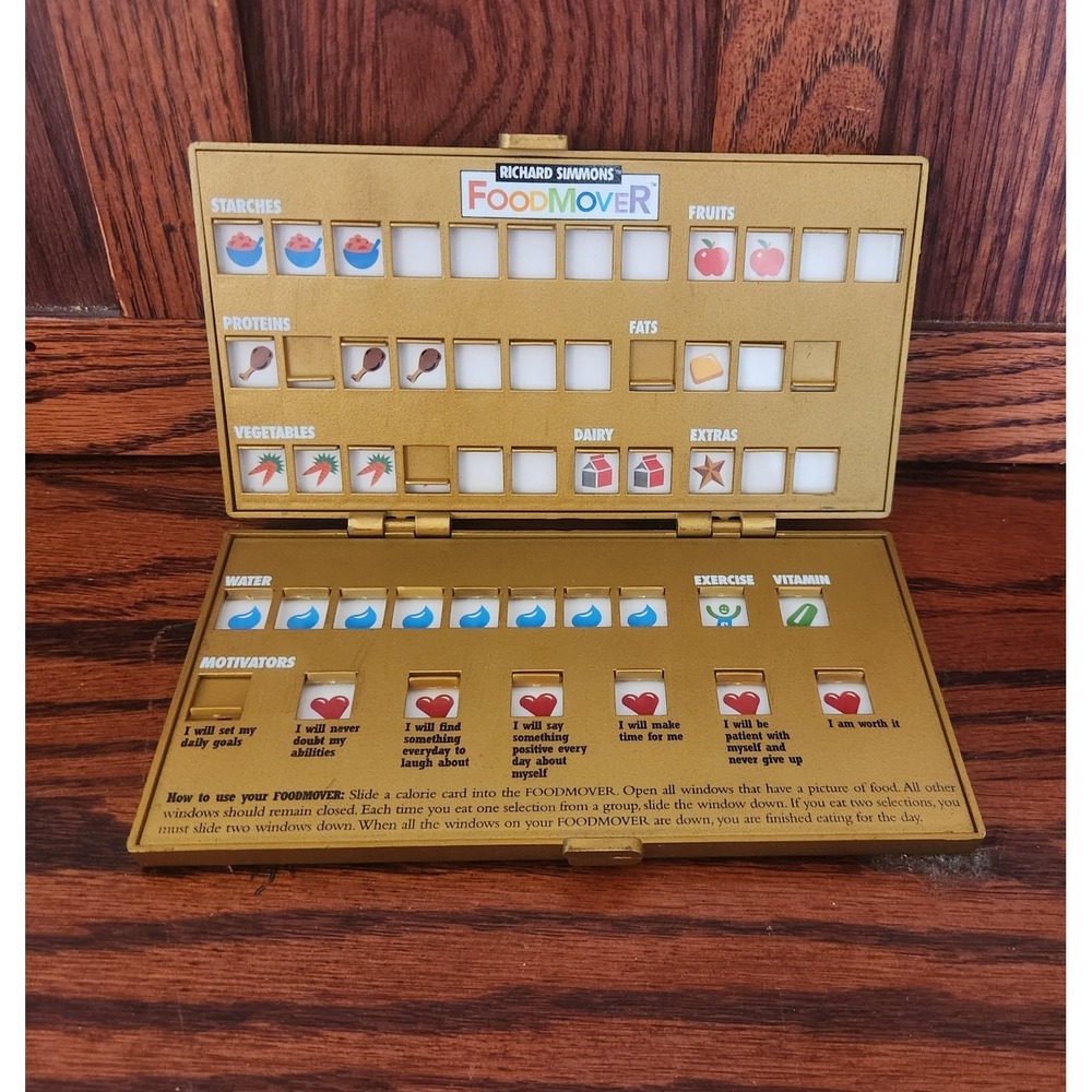 Vintage Richard Simmons Food Mover Weight Loss Case Tracker Gold Case.  Perfect!